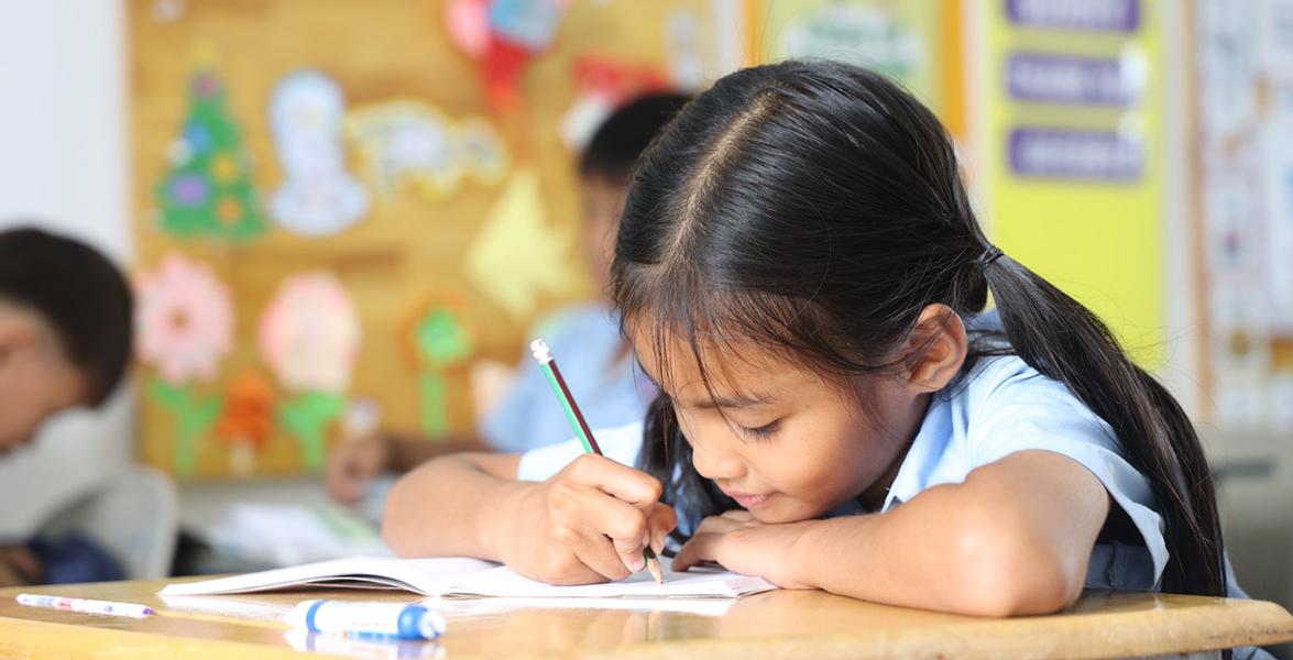 girl studying in cambodia