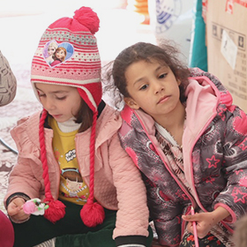 Children at Turkye Refugee Tent Camp