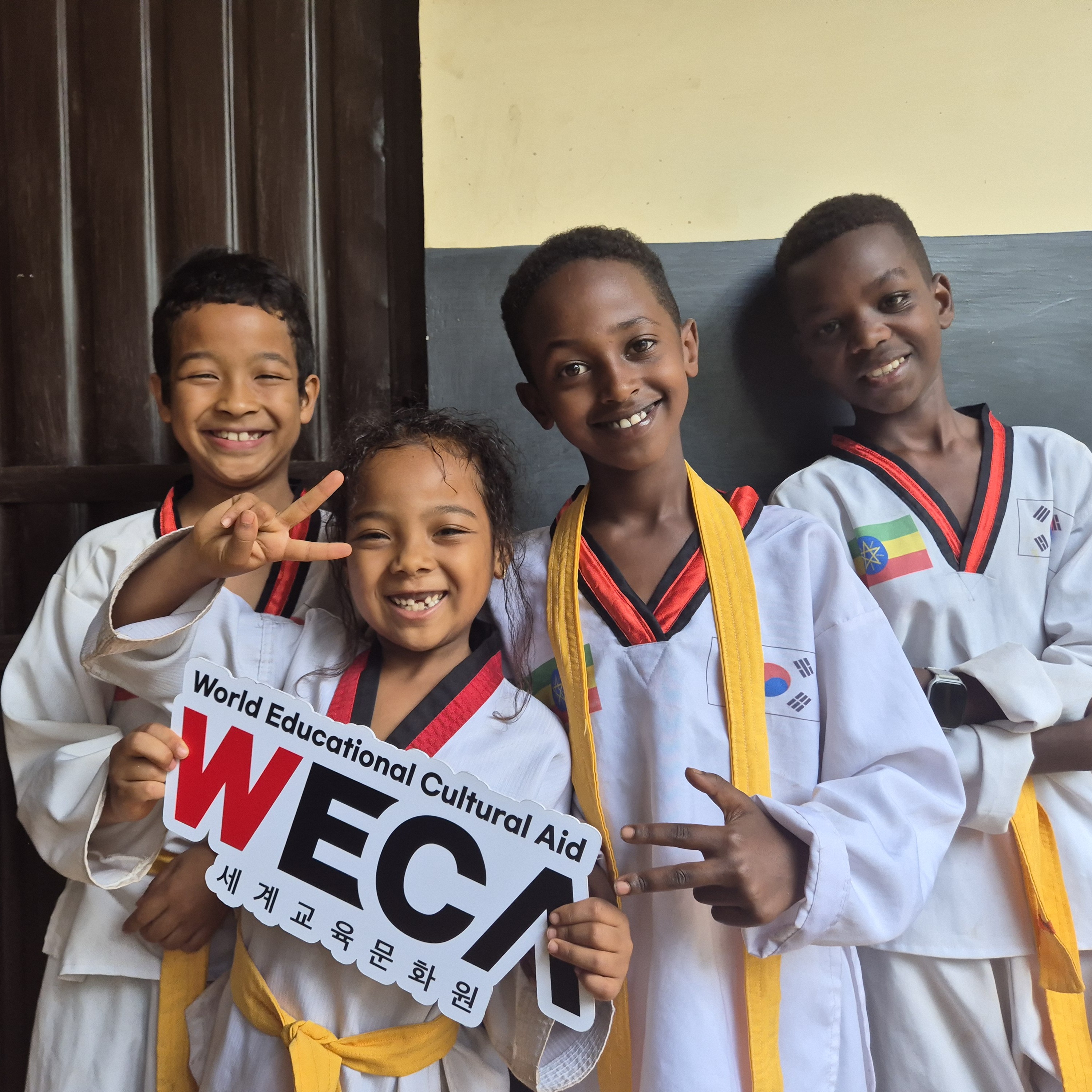 Children in Ethiopian Taekwondo classroom