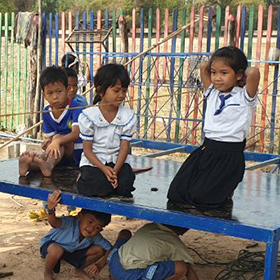 Cambodia WECA Don Lai Kindergarten children’s rope play