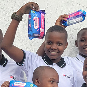 Sanitary pads delivered to women and youth at Kasanda We School in Uganda