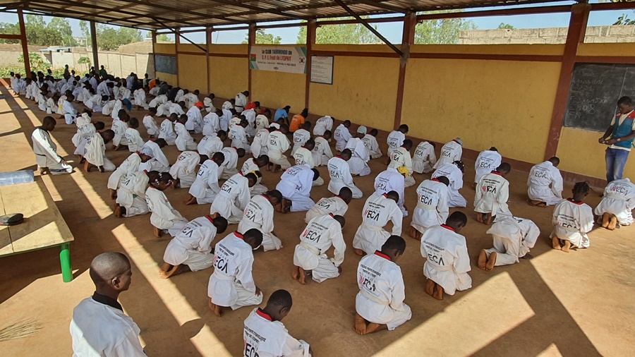 Training in Taekwondo class in Burkina Faso