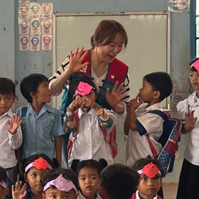 Group photo of WECA Don Lai Kindergarten in Siem Reap, Cambodia