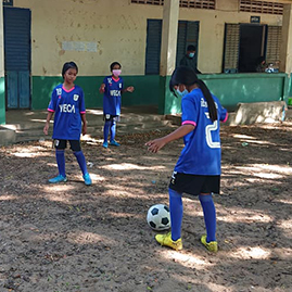 WEFC soccer class training at Dernm Angaol Elementary School in Cambodia