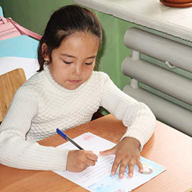 Handwritten letter from a child sponsored by Kyrgyzstan’s Koryo Language Institute