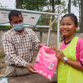 Delivered soccer supplies to WEFC Candal to Cambodia