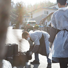 Briquette volunteer work at Gaemi Village in Hongje-dong